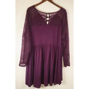 Torrid Super Soft Knit 3X Purple Lace High Low Hem Tunic Whimsigoth Boho Fairy